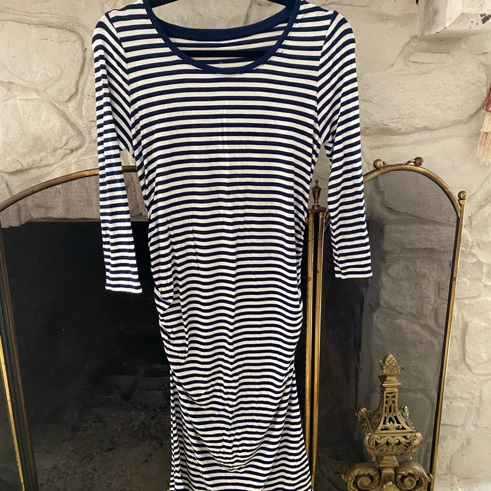 Navy striped maternity dress